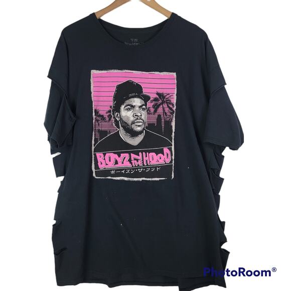 Boyz N The Hood Ice Cube Shirt Bleach Splattered Distressed 90s Rap Tshirt Sz 2X - Picture 1 of 11